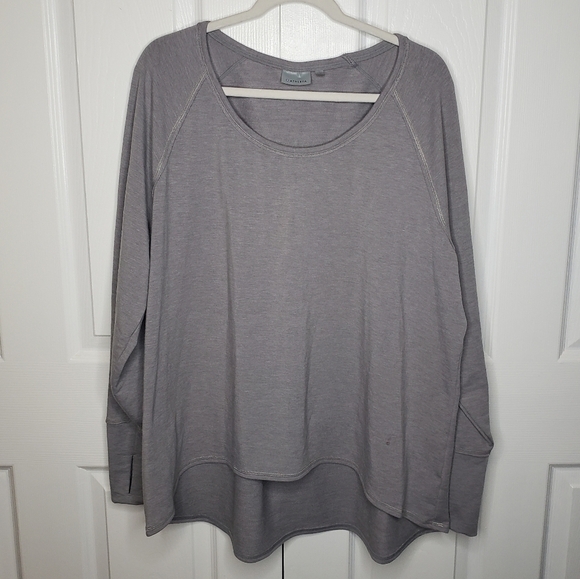 Athleta Hi Low Curved Hem Super Soft Raglan Long Sleeve Crew Neck Top 2X Plus - Picture 4 of 9